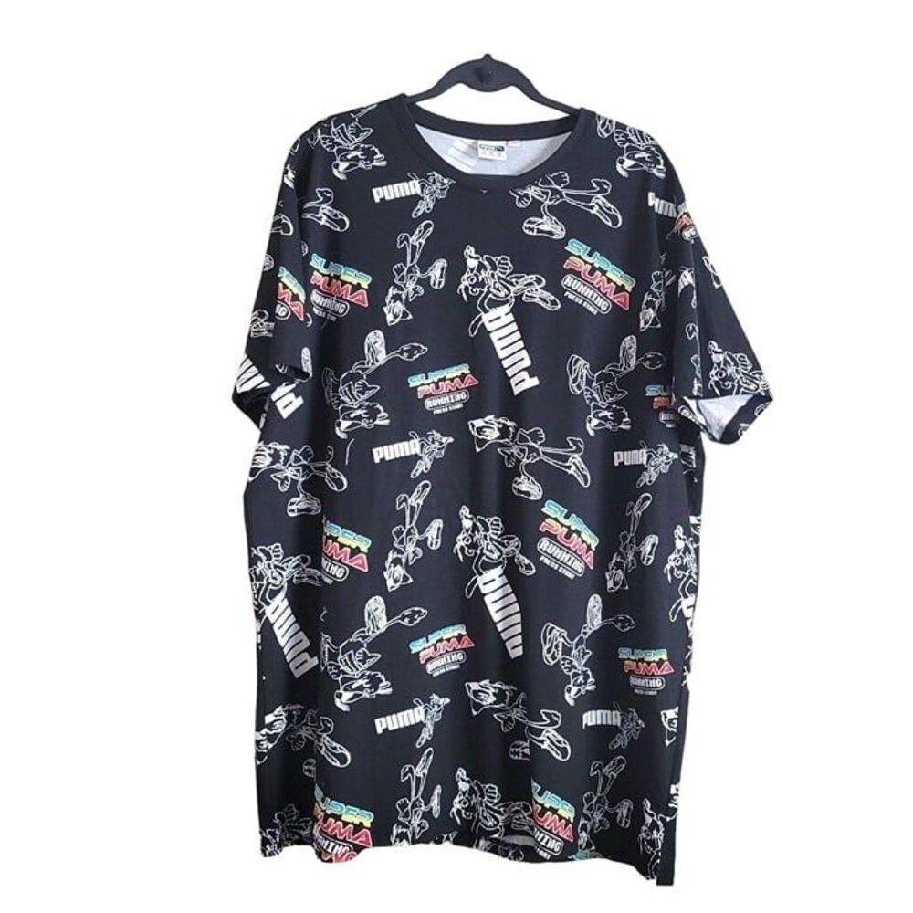 Puma  Super Mario Bros. Mens Shirt Black 3XL All-Over-Print Logo Big & Tall New